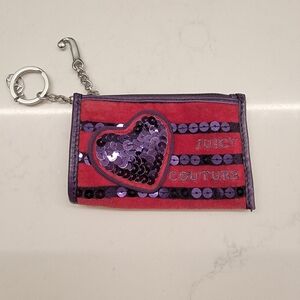 RARE 2000s Juicy Couture Red Classic Velour Y2K Coin Purse Travel Wallet Sequins